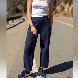 Mersea navy blue traveler tee pant womens L pull on cotton wide leg